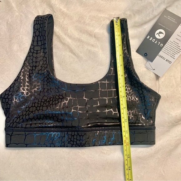 NWT Glyder Splendid Bra Small Black Sports Bra Gator Gloss Animal Shiny Stretch - Picture 8 of 15
